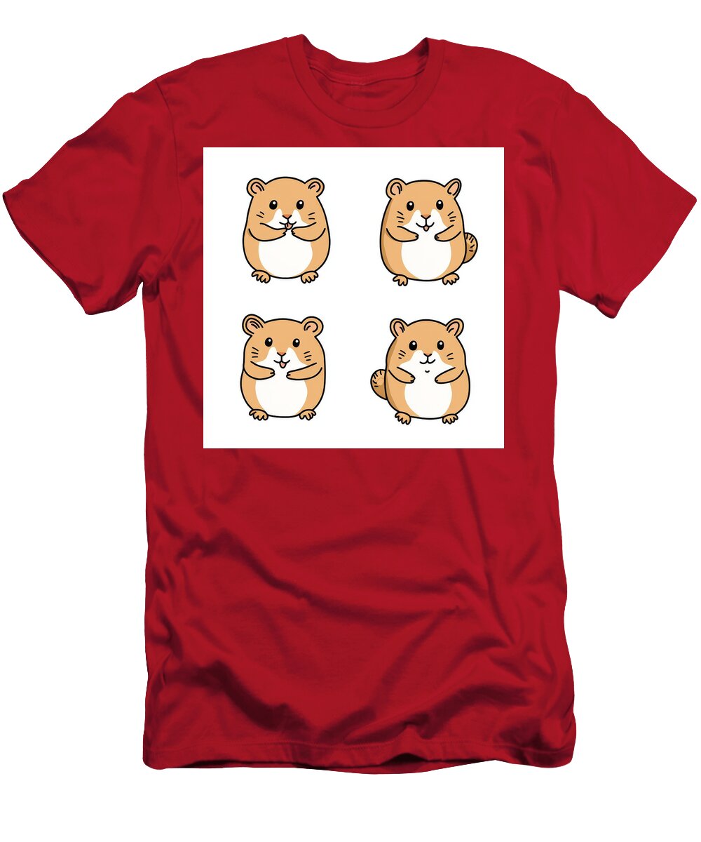Four Cute Cartoon Hamsters in Various Poses Jonesa Vanes T-Shirt