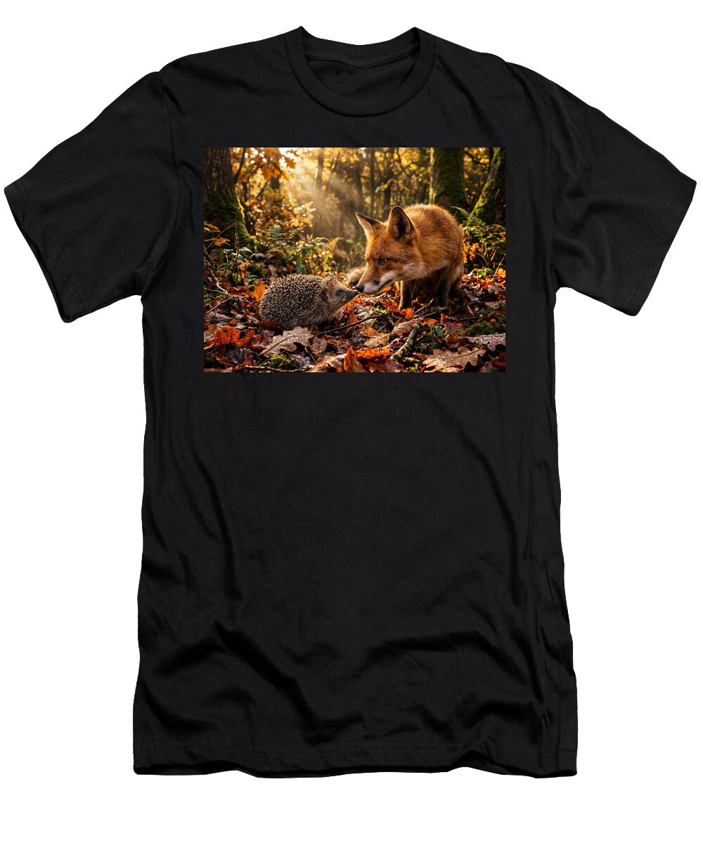 Fox and Hedgehog in Autumn Forest Ego Crash T-Shirt