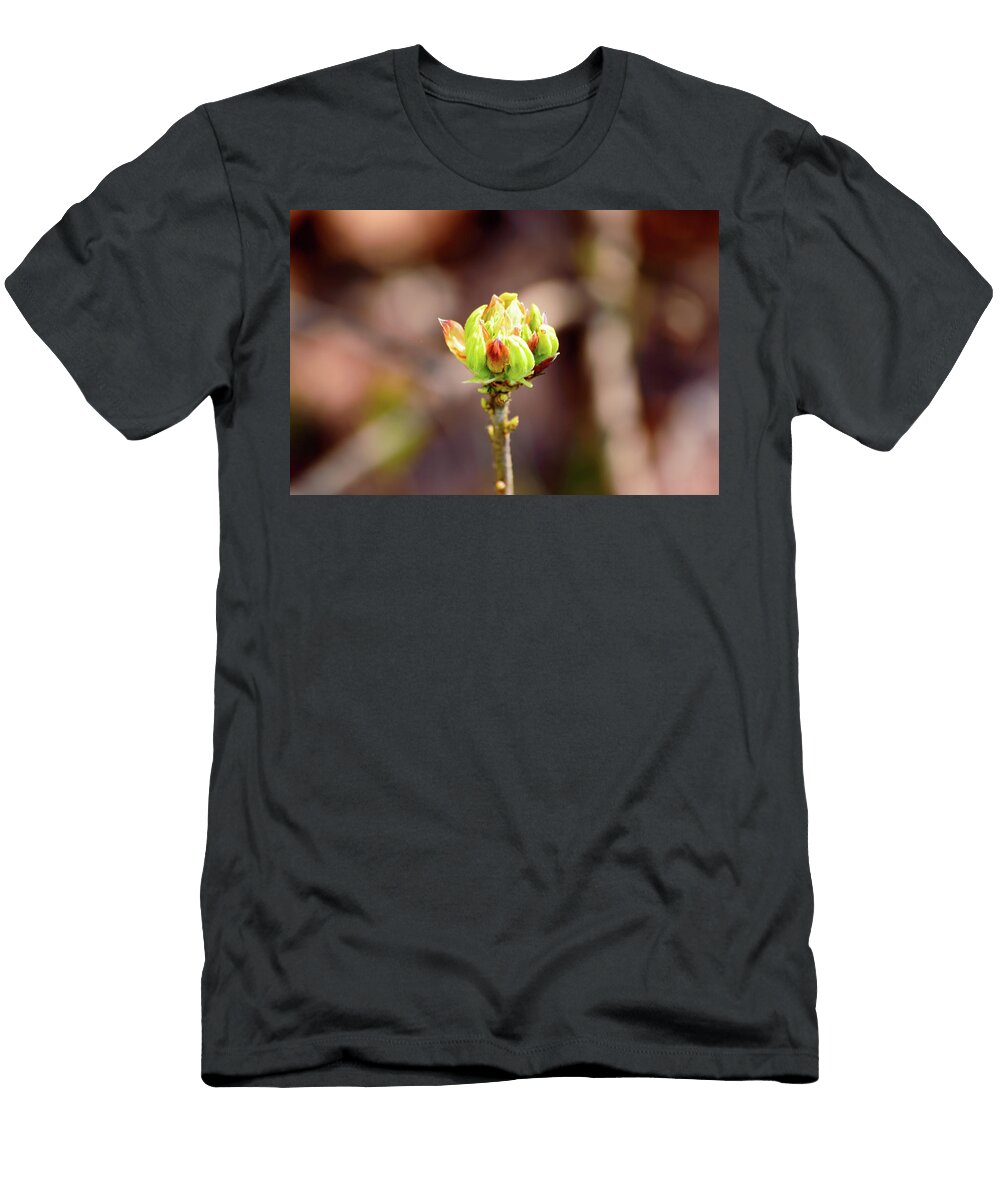Fresh Green Spring Bud Opening on a Twig Johan Ferret T-Shirt