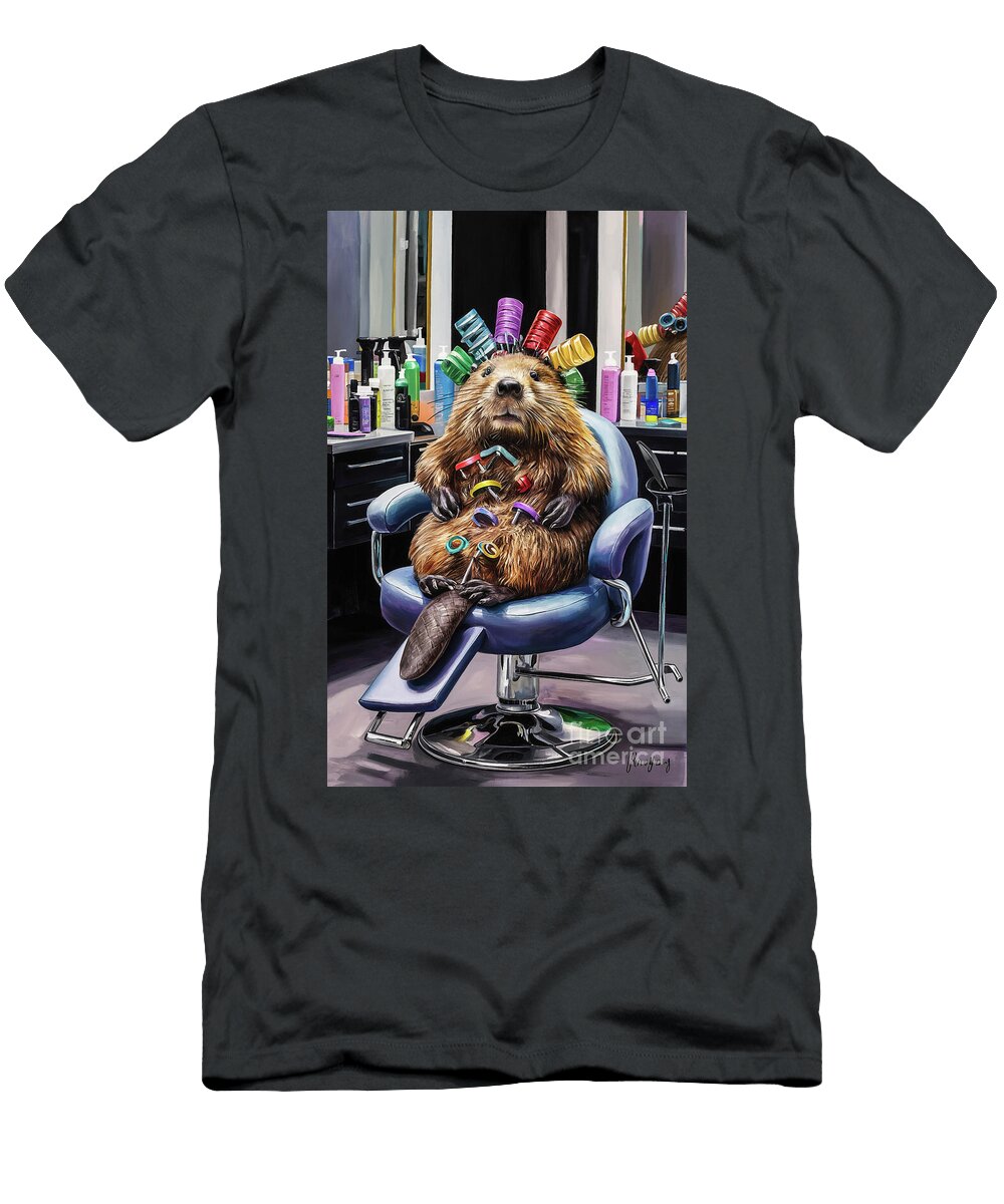 Funny Beaver in Curlers Rhys Jacobson T-Shirt