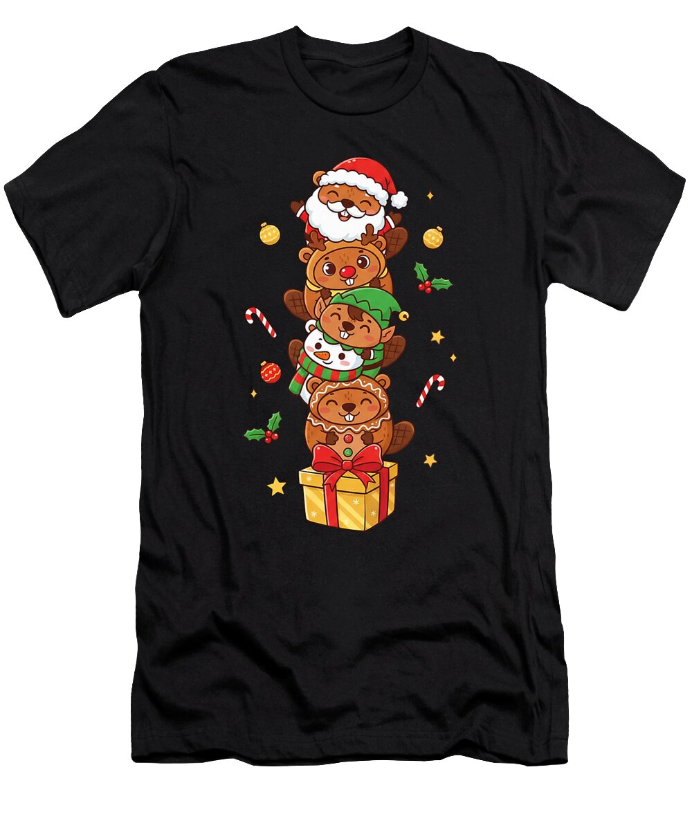 Funny Beaver Santa Elf Snowman Christmas Zyneu Gangd T-Shirt