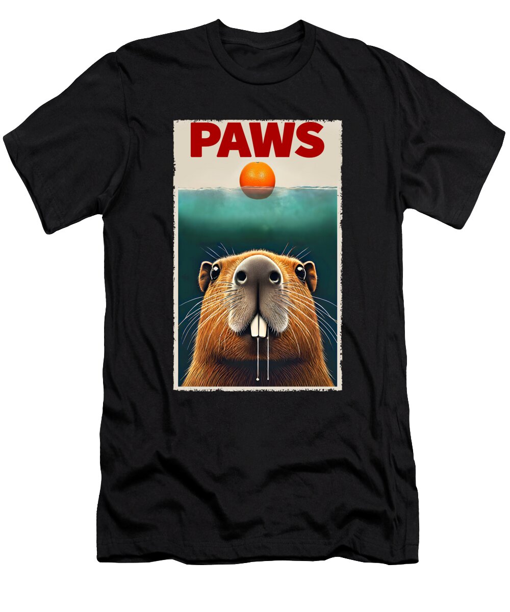 Funny Capybara and Orange Parody Paws Capybara Lover Job T-Shirt