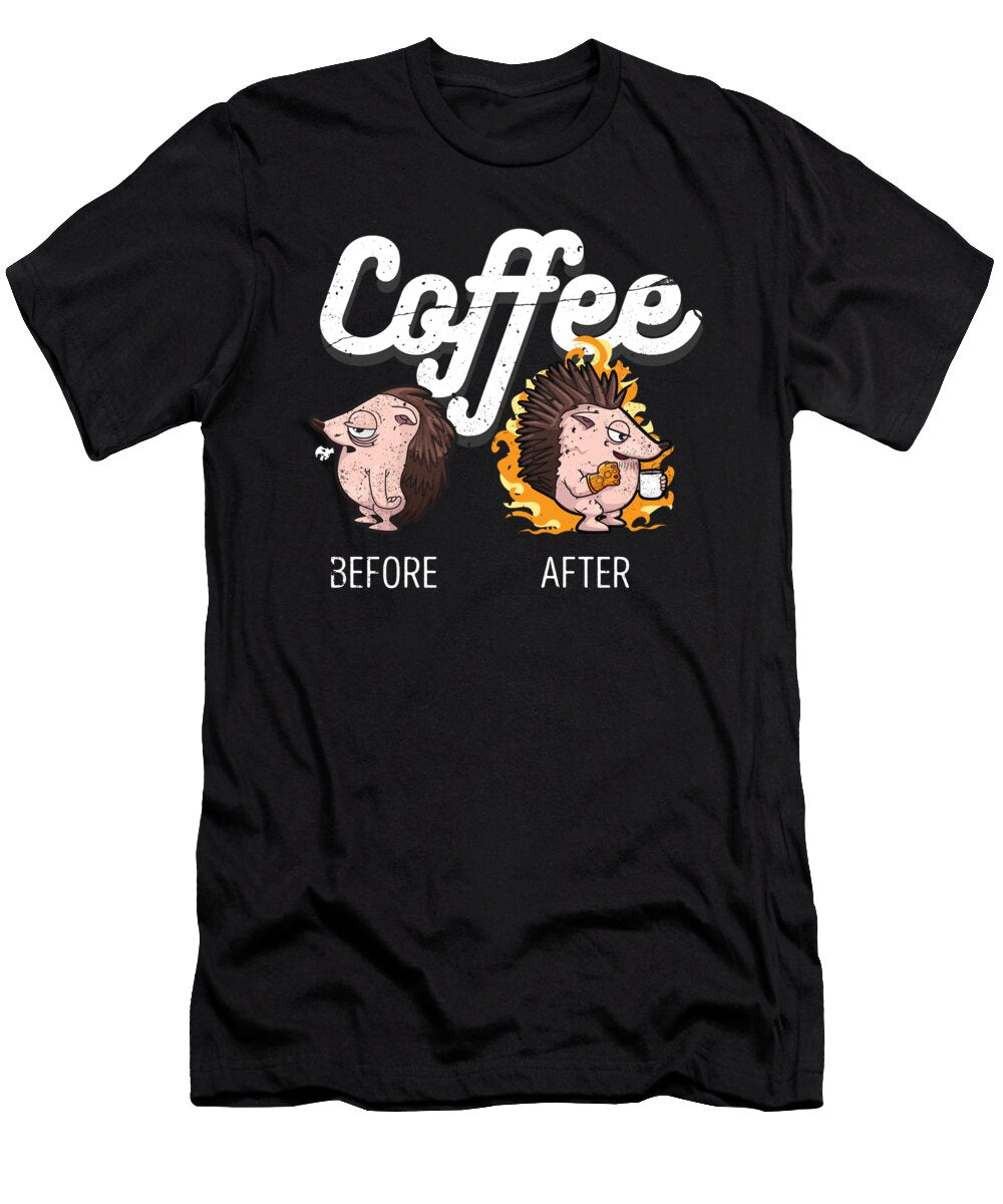 Funny Coffee Before After Coffee Hedgehog Festivalshirt T-Shirt