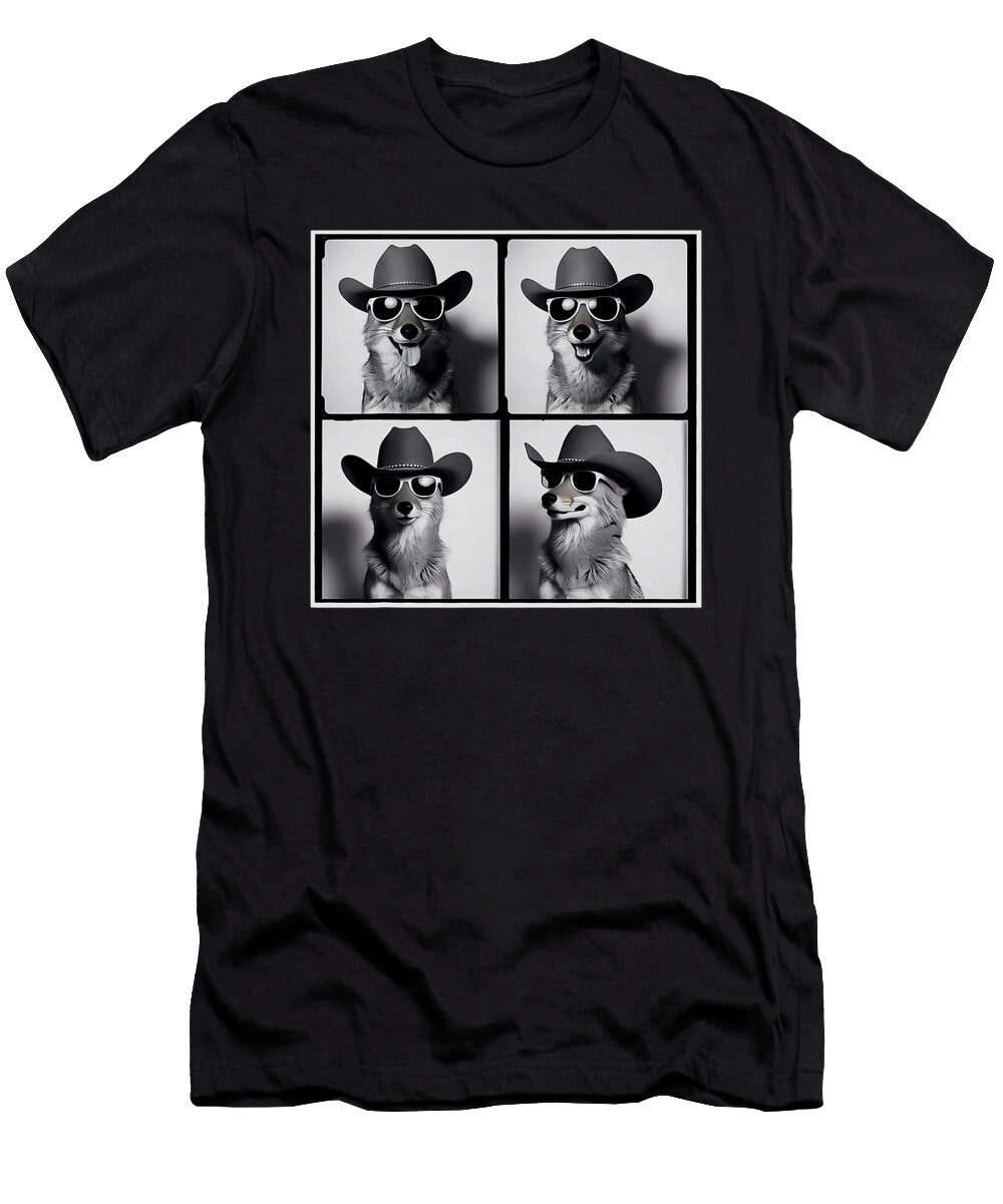 Funny Cowboy Coyote Wearing Sunglass Photo Booth Maisie Jackson T-Shirt