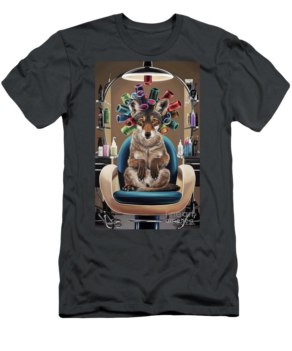 Funny Coyote in Curlers Rhys Jacobson T-Shirt