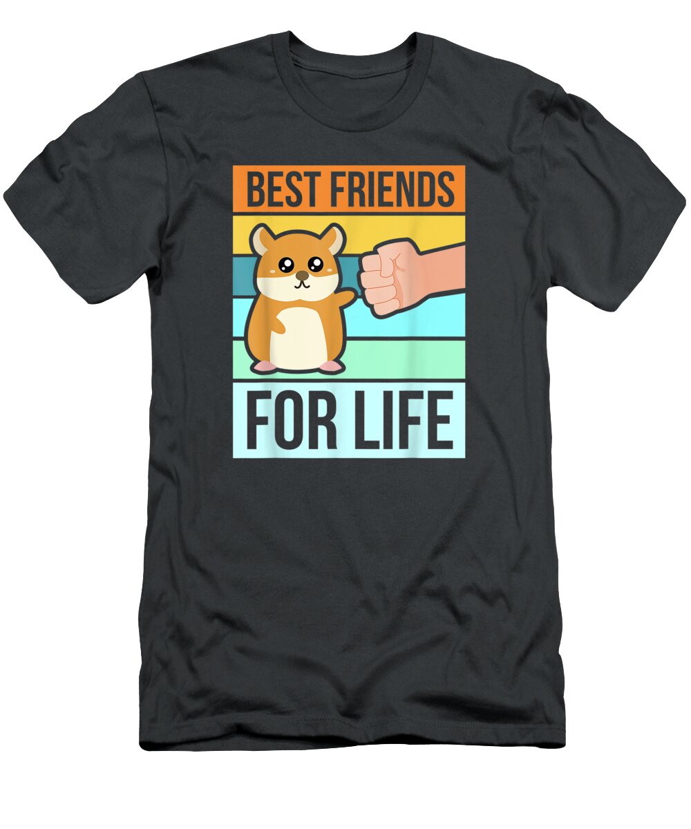 Funny Cute Hamster Face Best Friends for Life Black T-Shirt