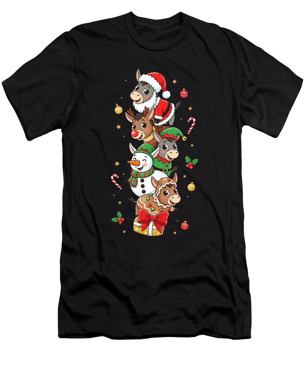 Funny Donkey Santa Elf Snowman Christmas Zyneu Gangd T-Shirt