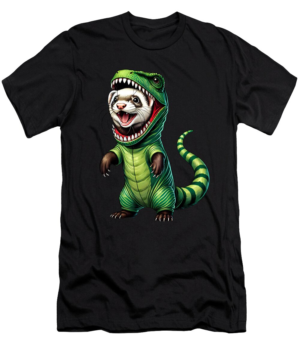 Funny Ferret Wearing Dinosaur Outfit Ferret Lover Job T-Shirt