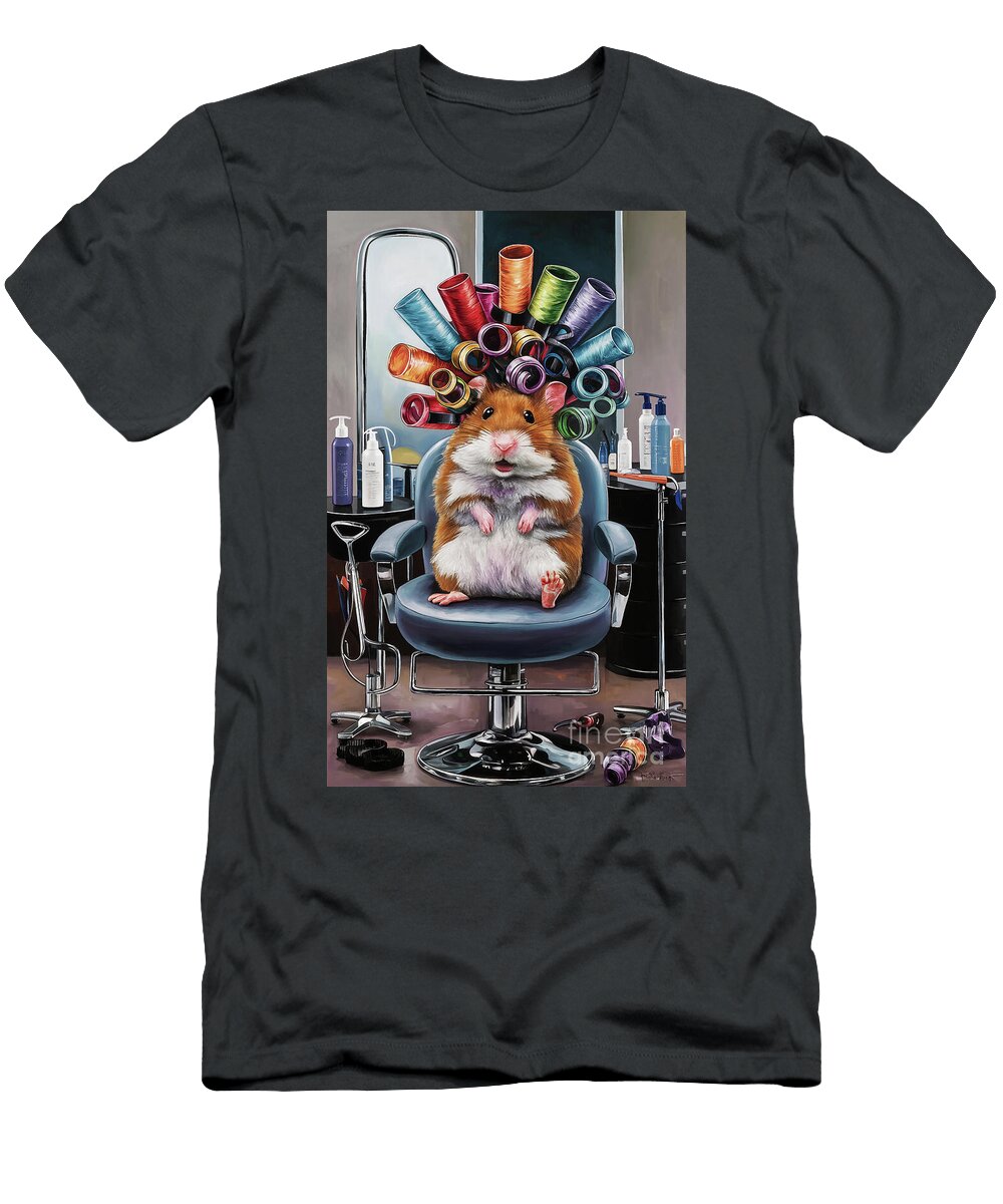 Funny Hamster in Curlers Rhys Jacobson T-Shirt