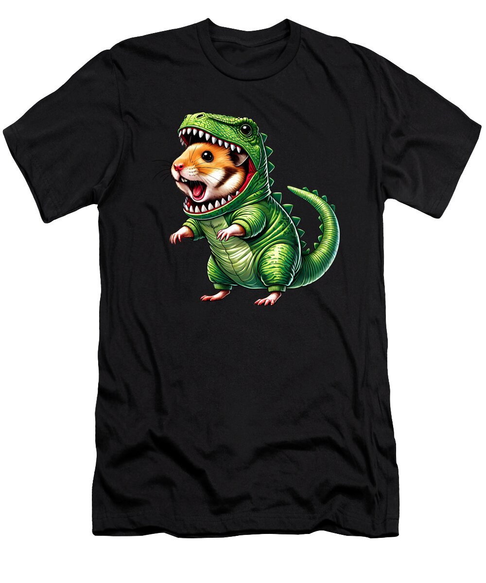Funny Hamster Wearing Dinosaur Outfit Hamster Lover Job T-Shirt
