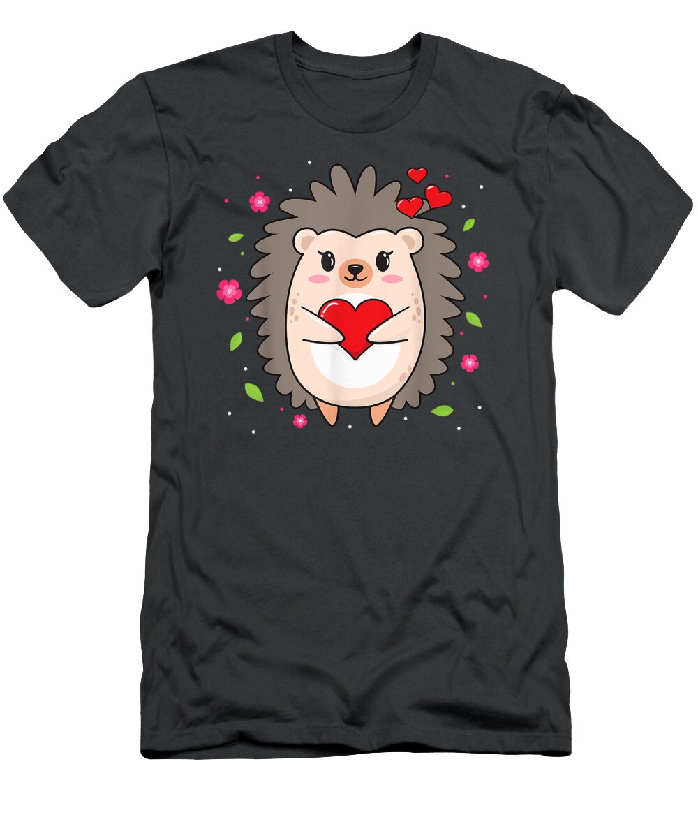 Funny Hedgehog Mom Lover Heart Valentines Day Isladj Kalvi T-Shirt