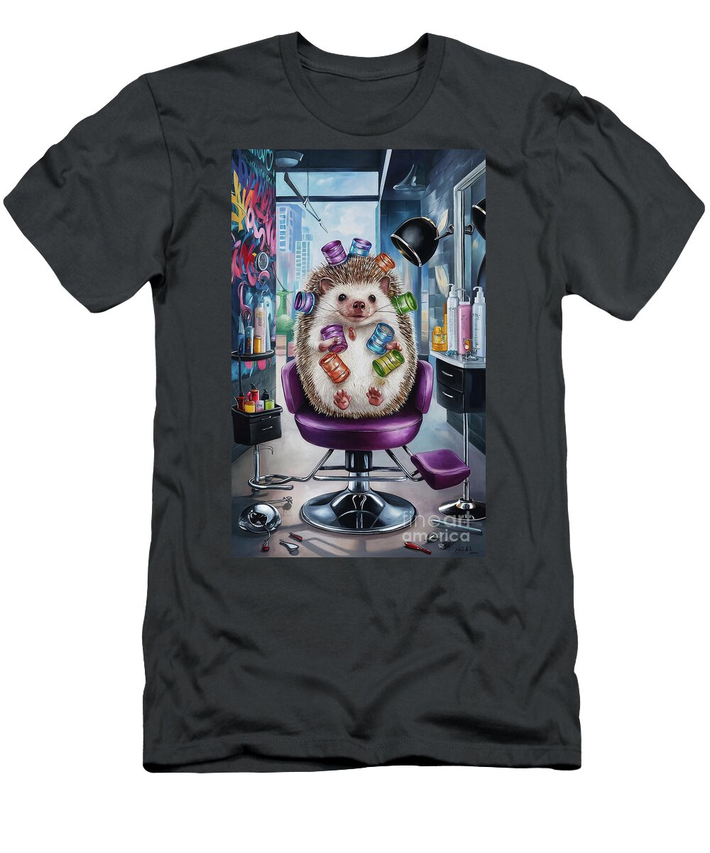 Funny Hedgehogs in Curlers Rhys Jacobson T-Shirt