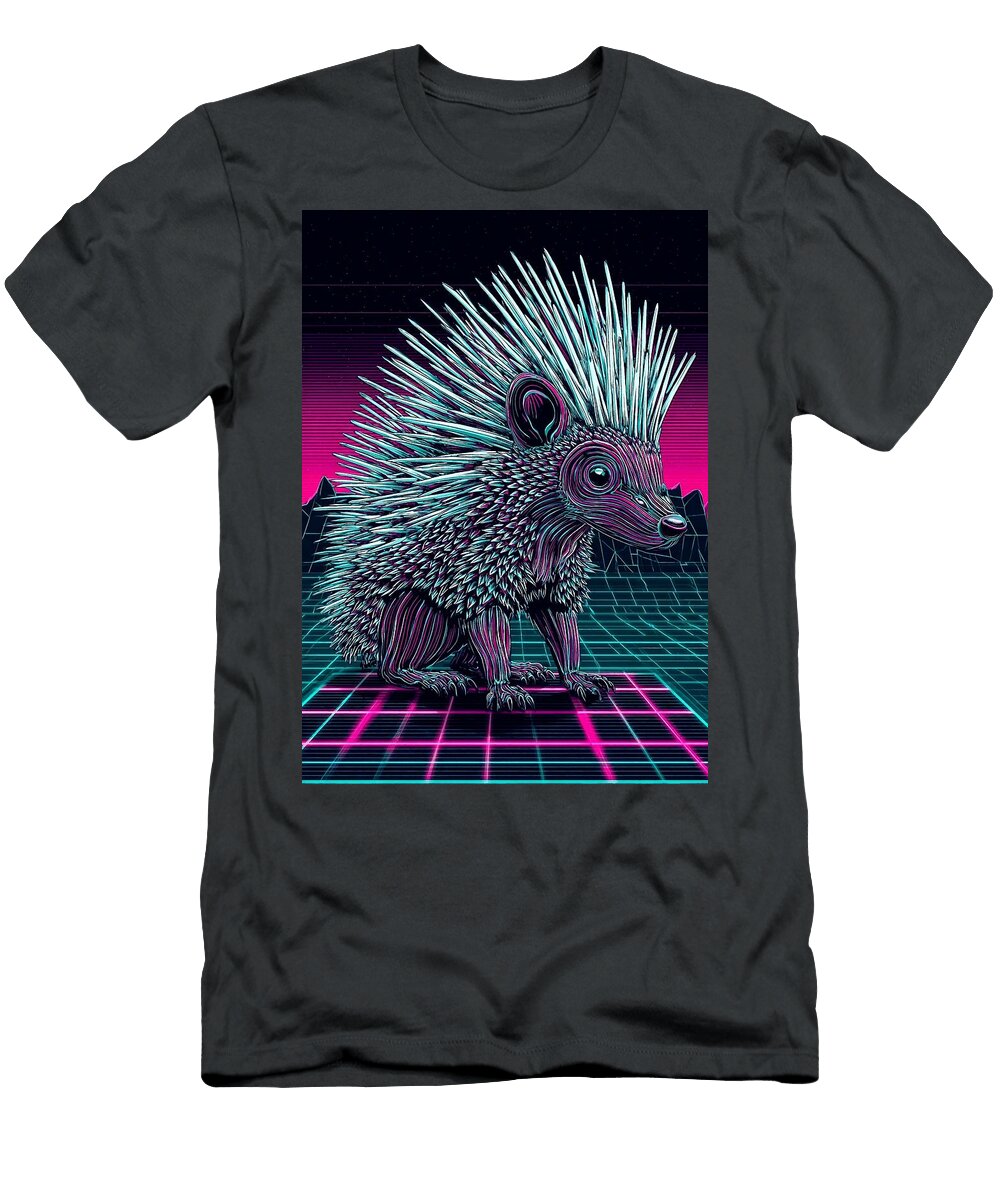 Futuristic Neon Hedgehog Porcupine Grayson Sheppard T-Shirt
