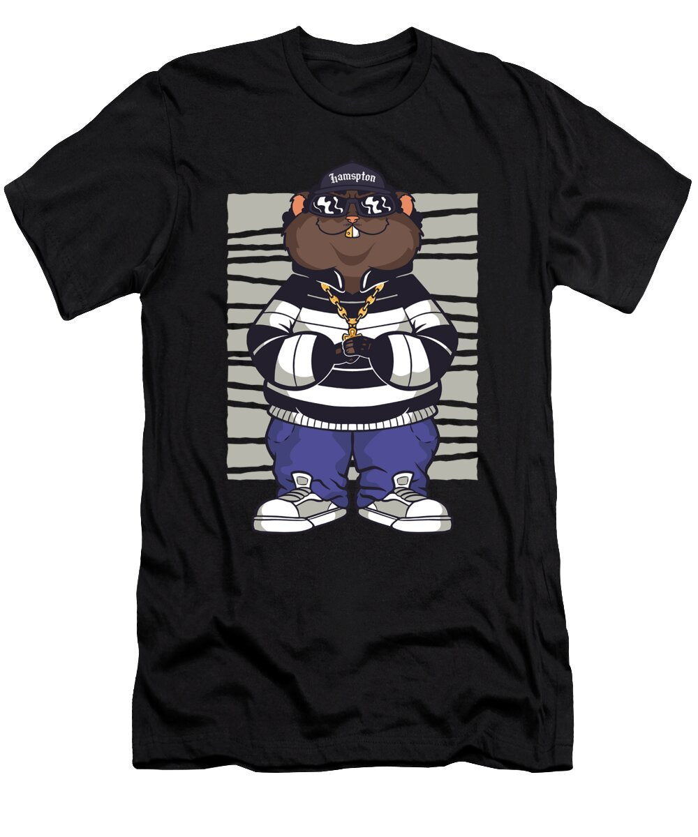 Gangsta Hamsta Funny Hamster with Golden Necklace Licensed Art T-Shirt