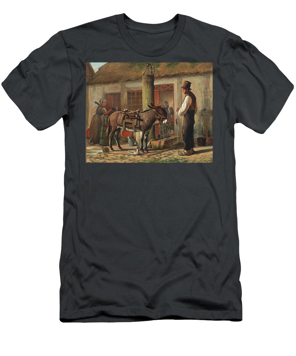 Gardeksterior Med Figurer Og Dyr Omkring Vandtruget Christian Olavius Zeuthen T-Shirt