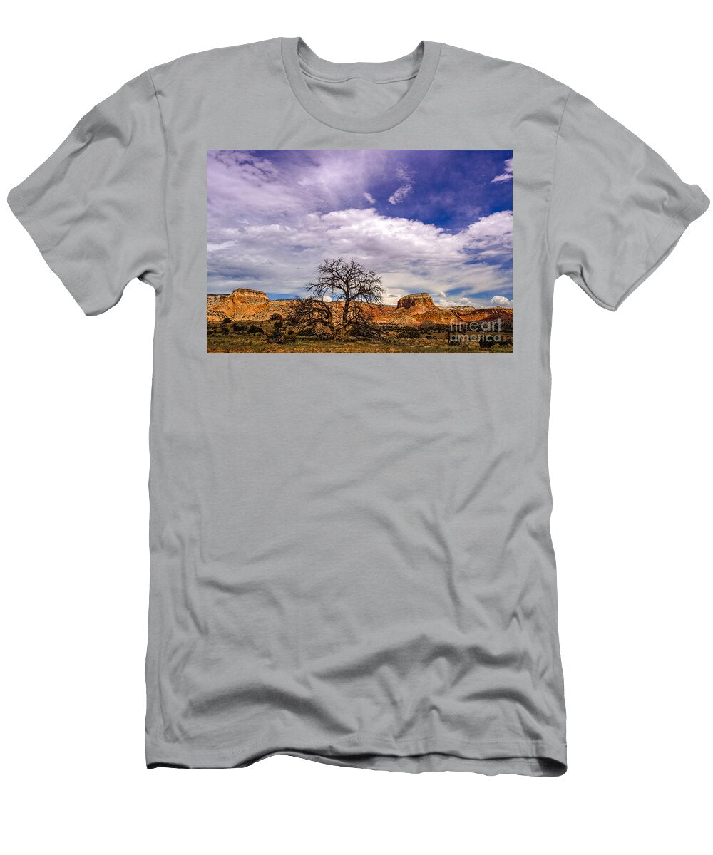 Georgia Okeefes Tree Caught Between Kitchen and Matrimonial Mesa Ghost Ranch Abiquiu New Mexico Silvio Ligutti T-Shirt