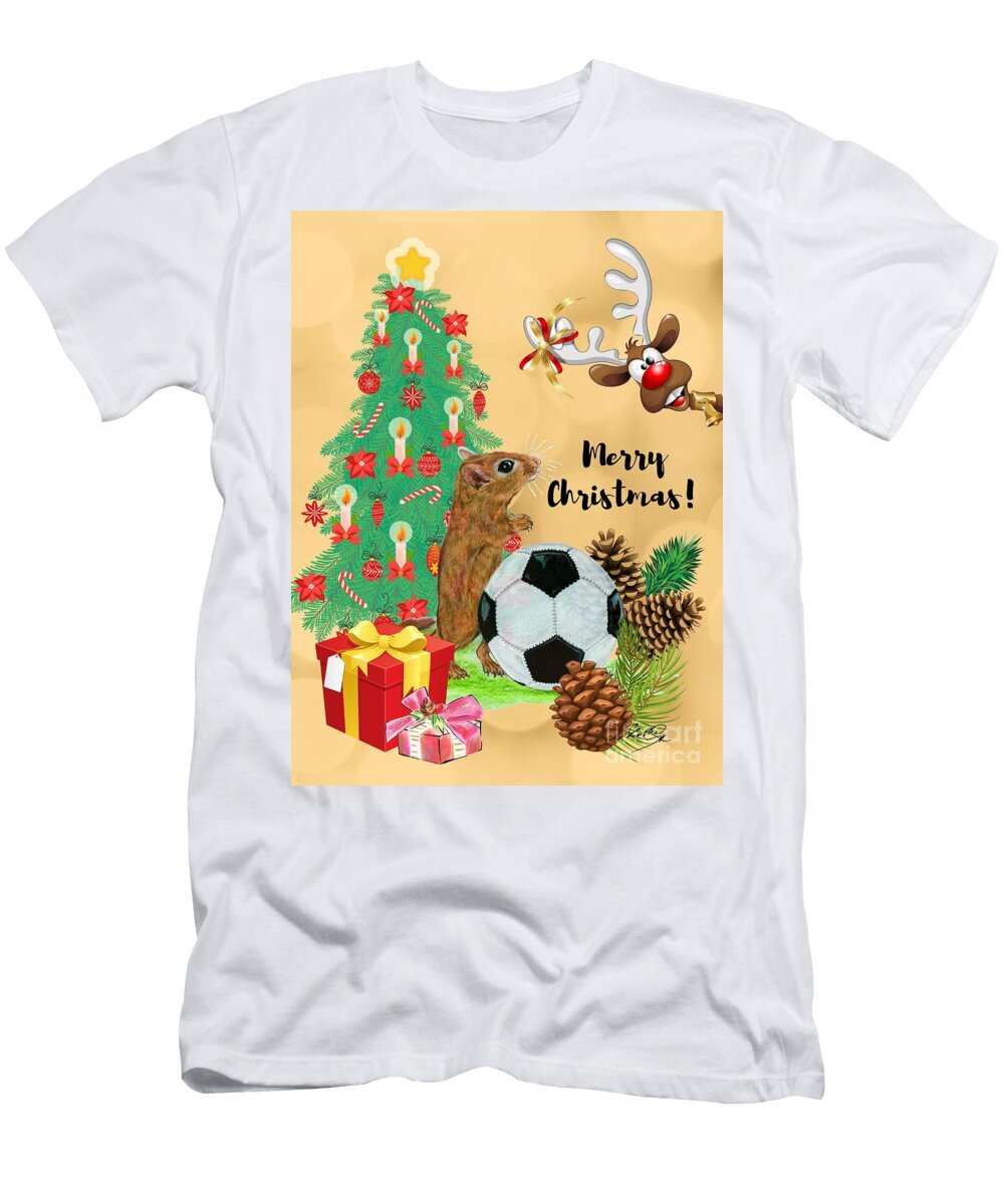 Gerbil Meets Santas Reindeer Art By Lucka T-Shirt