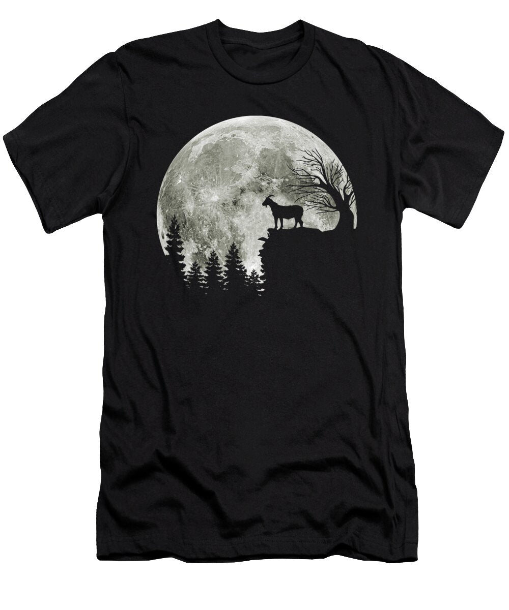 Goat Walking on Mountain Halloween Moon Fancy Lifestyle Art T-Shirt