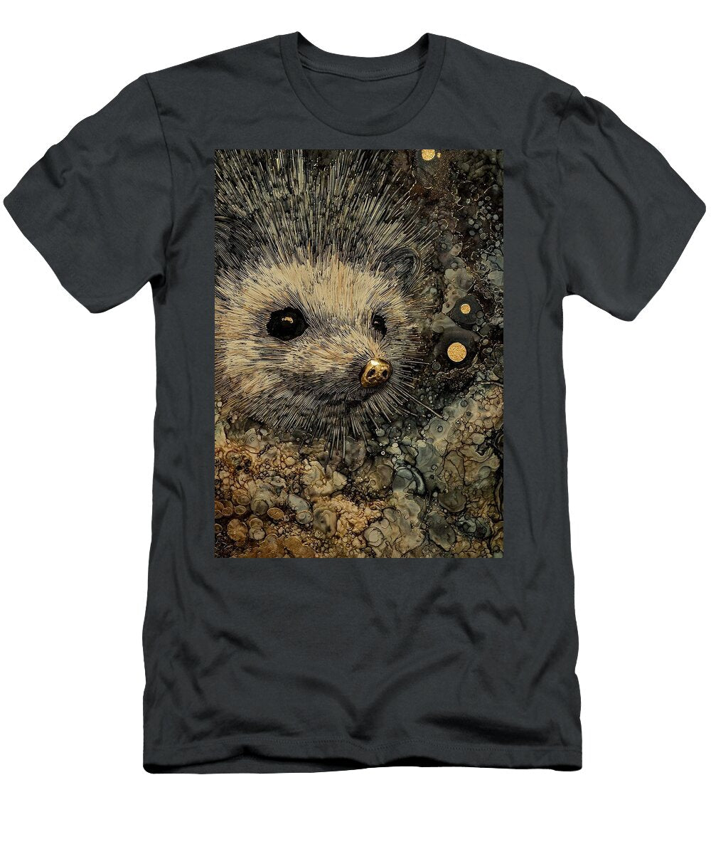 Golden Accented Hedgehog Portrait Cute Hedgehog Ethereal May Chaney T-Shirt