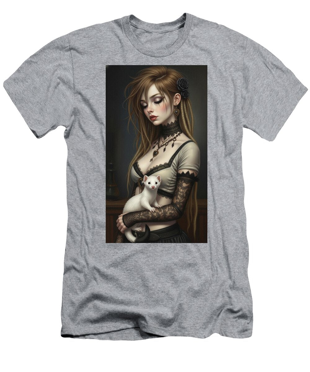 Gothic Lady with a Ferret Frank Blindblues T-Shirt