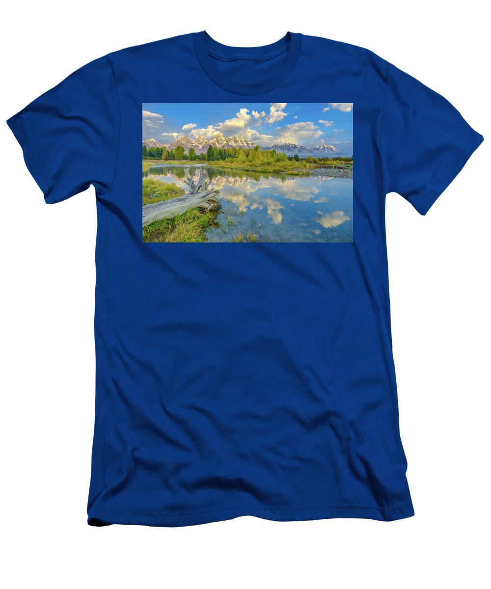 Grand Teton Riverside Morning Reflection Scott Mcguire T-Shirt