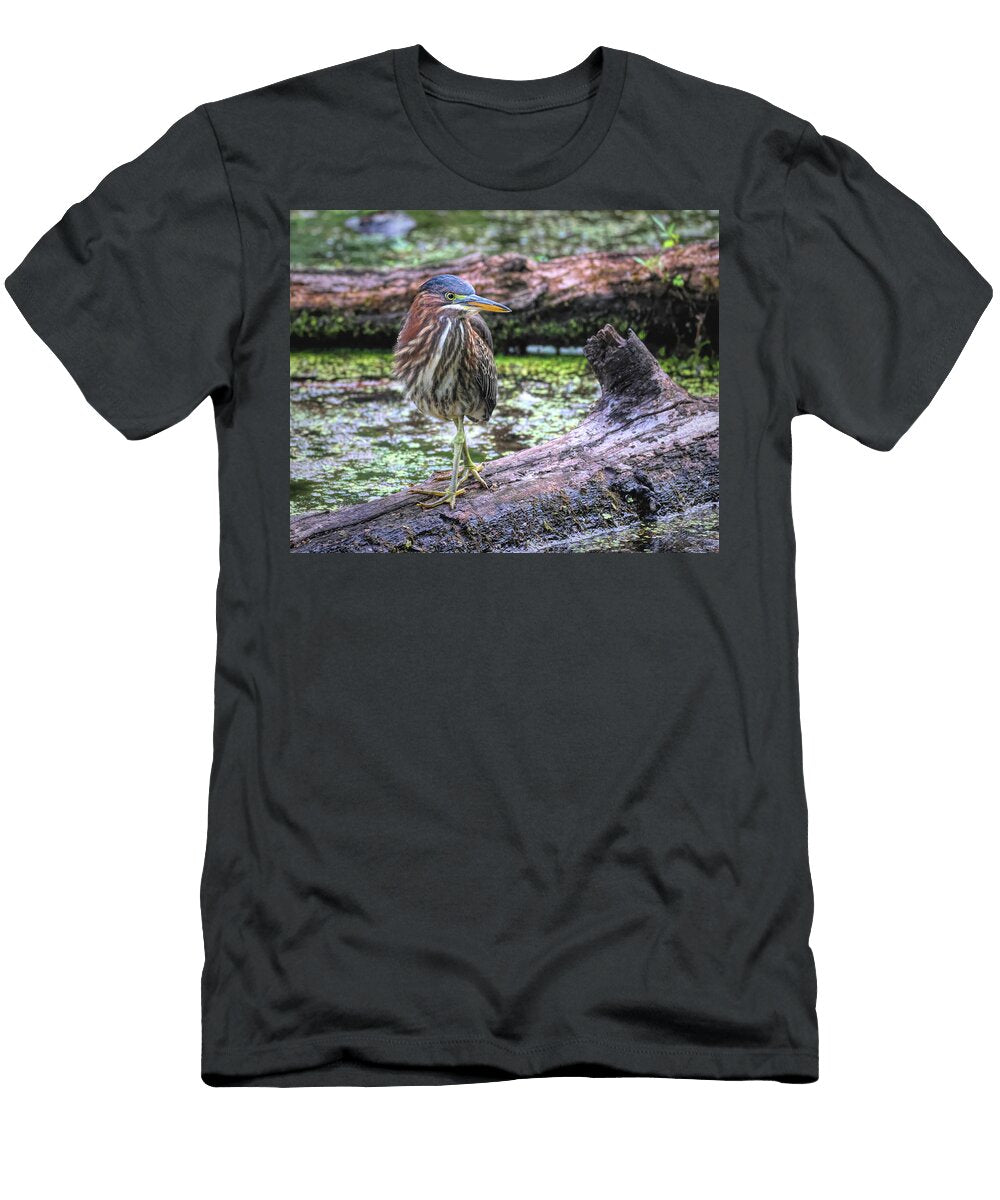 Green Heron Strut Dennis Lundell T-Shirt