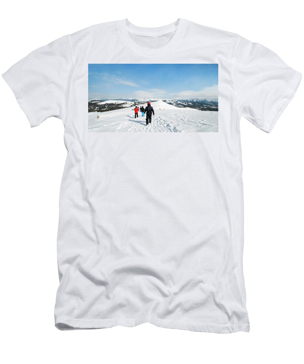 Group of People Hike Down a Snow Leslie Parrott T-Shirt