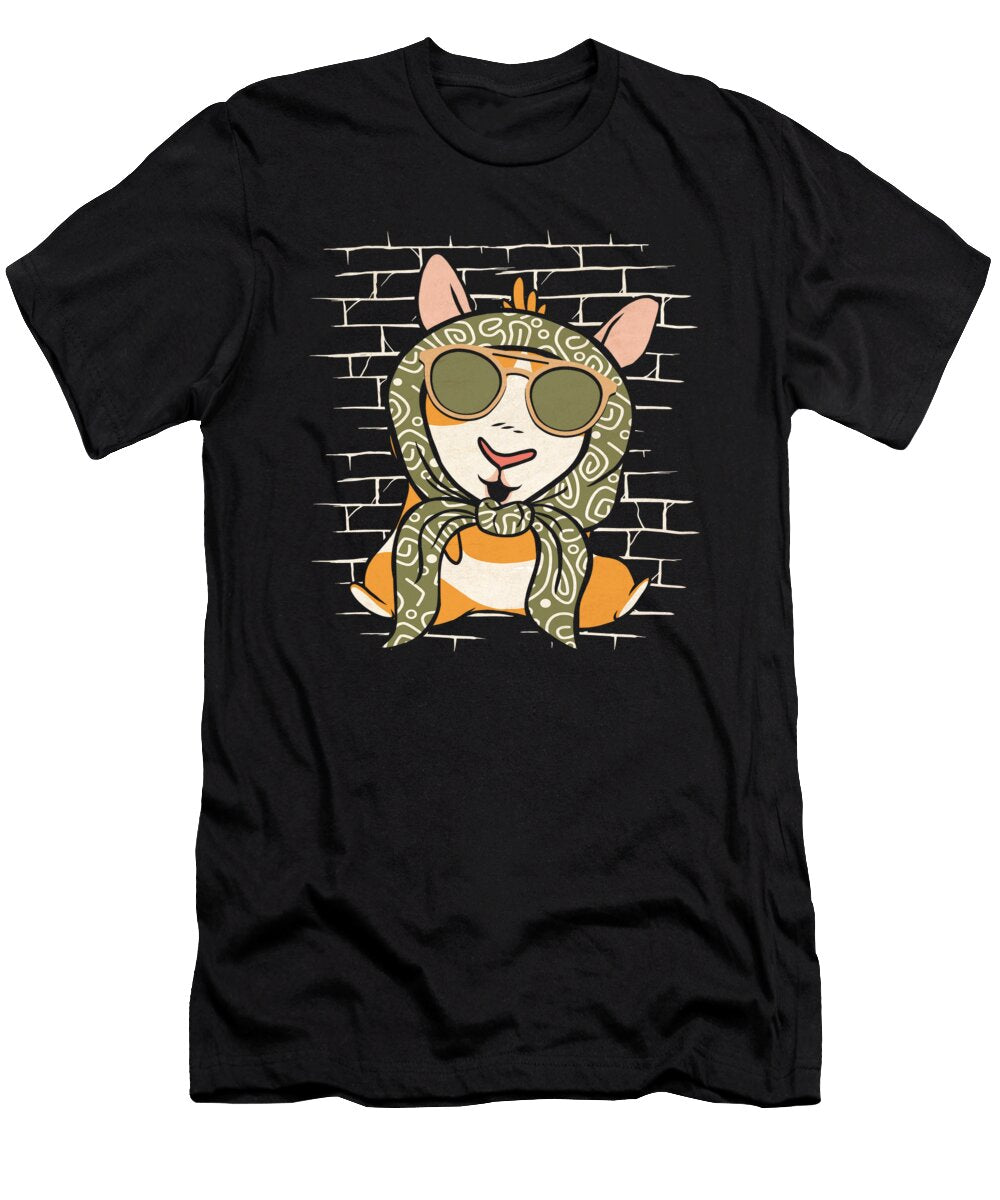 Guinea Pig Sunglasses Scarf Hamster Pet Cavy Crazy Squirrel T-Shirt