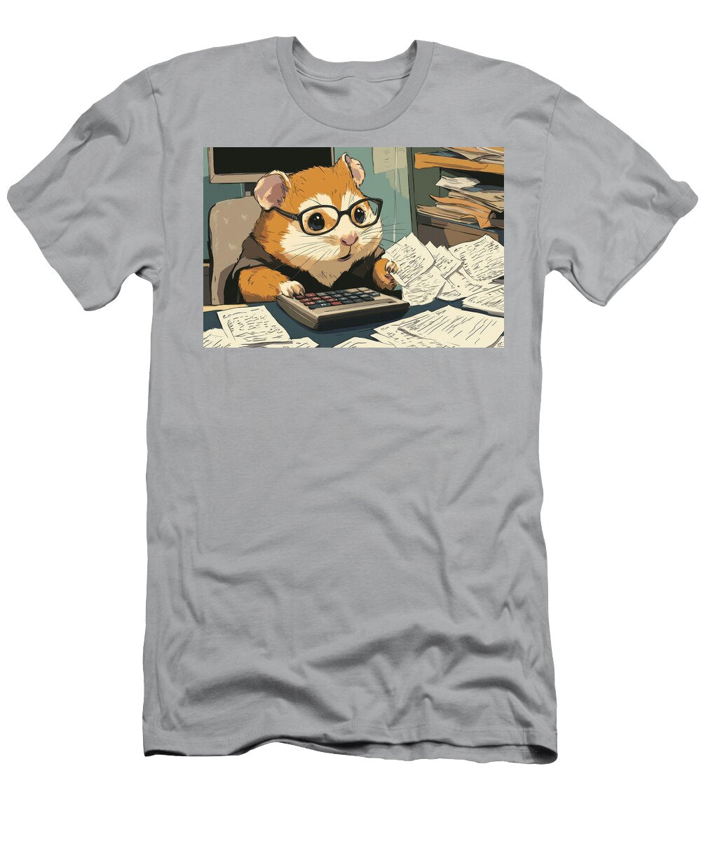 Hamster Accountant with Calculator and Paperwork Emerson Rronin T-Shirt
