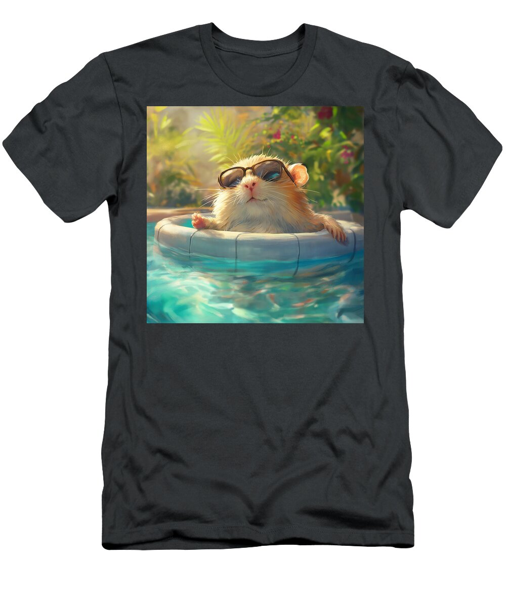 Hamster Chilling in a Pool with Sunglasses Leige Grecat T-Shirt