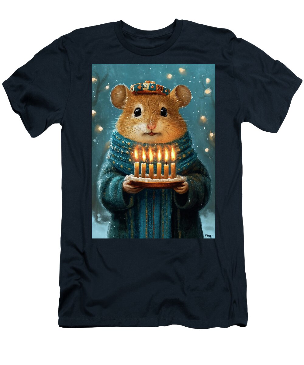 Hamster Cute Mouse Celebrating Birthday in Winter Adrien Efren T-Shirt