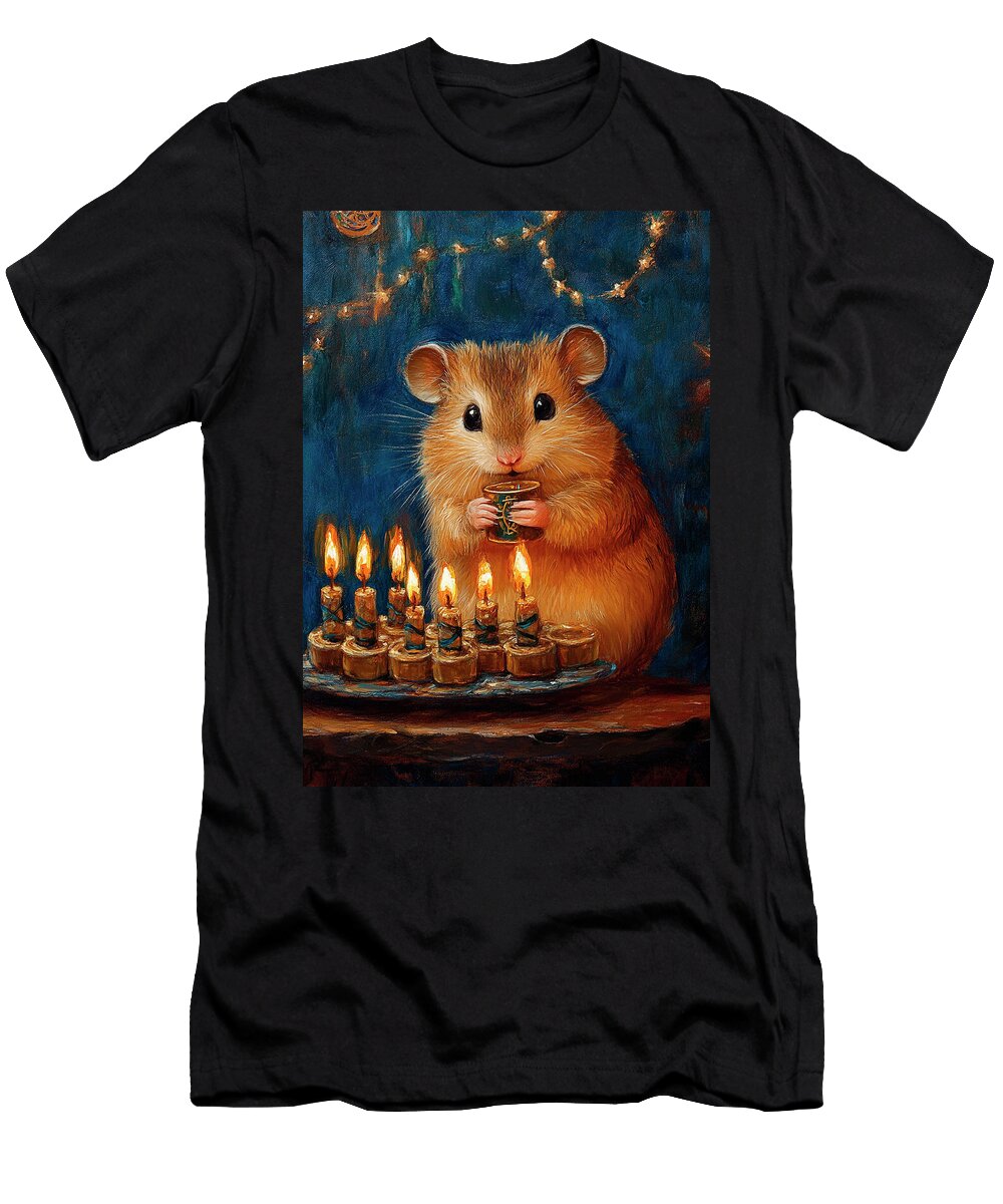 Hamster Cute Mouse Celebrating Birthday with Candles Adrien Efren T-Shirt