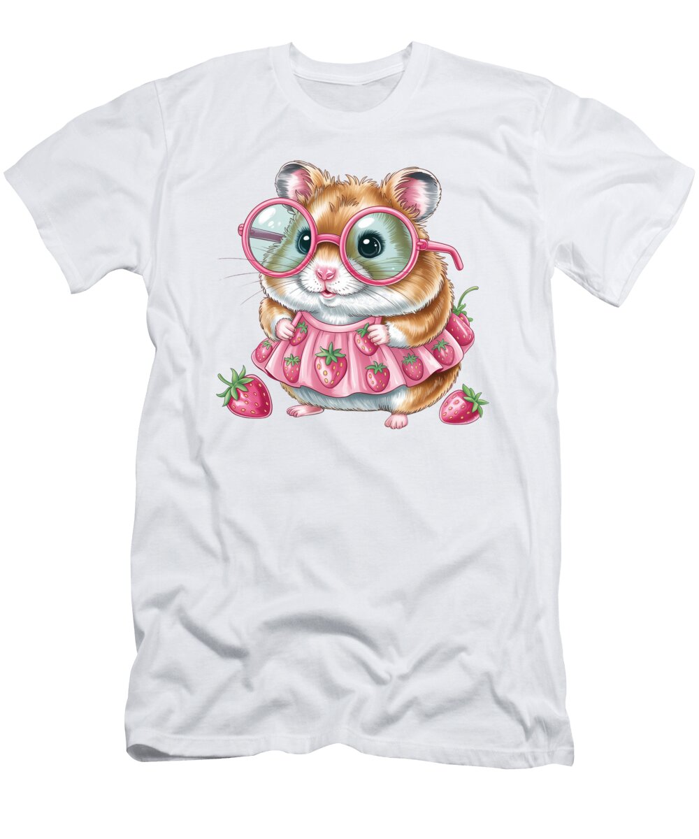 Hamster Dressed in Strawberry Attire Joanna Redesiuk T-Shirt