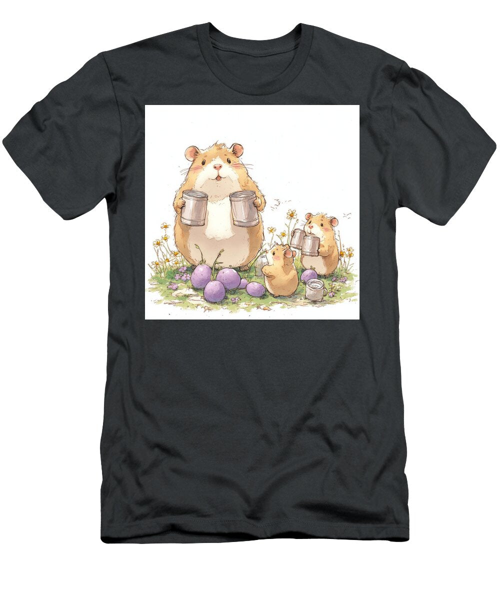 Hamster Family Enjoying a Meal Outdoors Clark Jhosep T-Shirt
