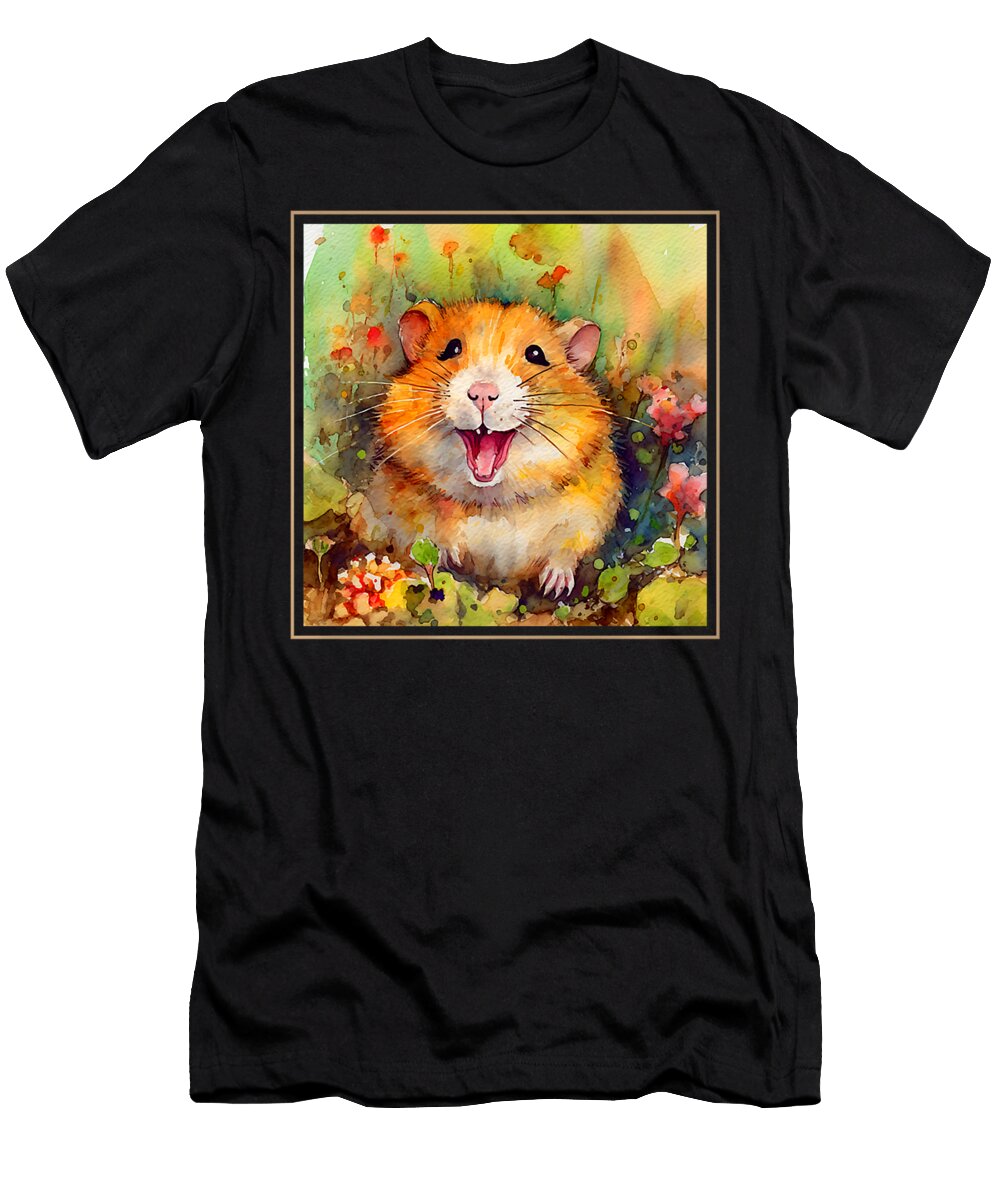 Hamster Garden Flowers Painting Pet Mom Dad Thepassionshop T-Shirt