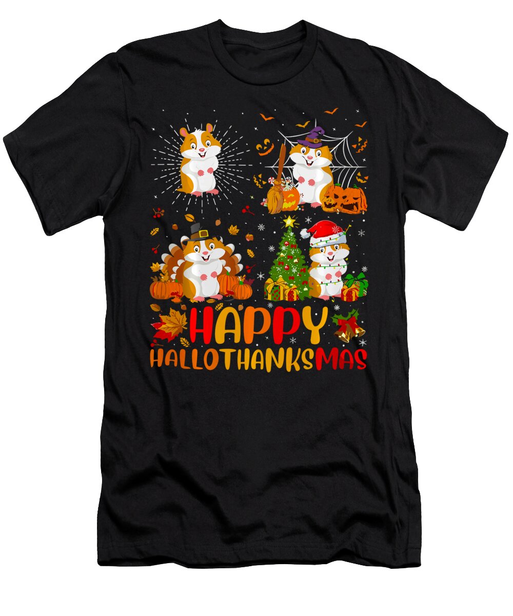 Hamster Happy Hallothanksmas Halloween Thanksgiving Thepassionshop T-Shirt