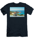 Hamster in Cap Driving Miniature Car with Coastal Backdrop Michal Bednarek T-Shirt