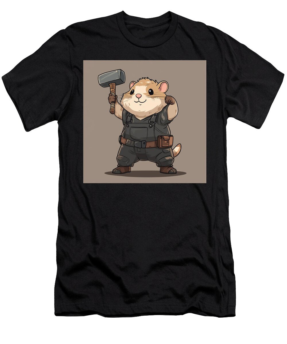 Hamster in Overalls Holding a Hammer Nicolaj Brinker T-Shirt