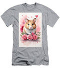 Hamster on a Background of Pink Flowers Watercolor Graphics Joanna Redesiuk T-Shirt