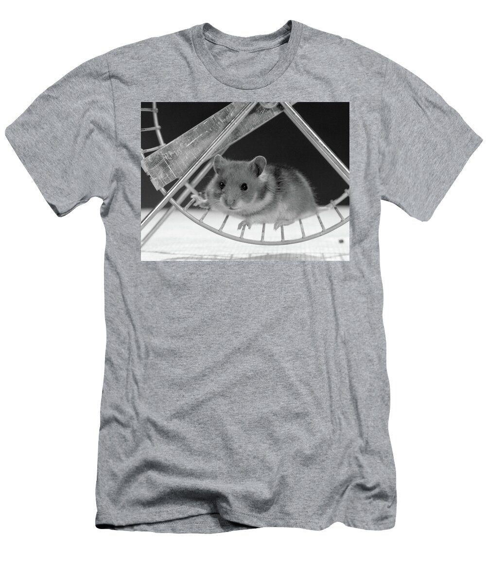 Hamster on Exercise Wheel Looking Vintage Images T-Shirt
