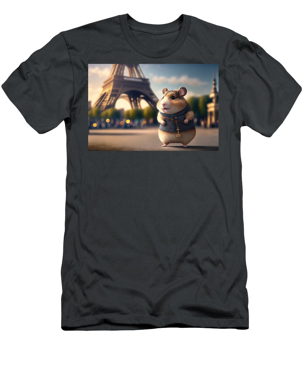 Hamster on Vacation in Paris France John Twynam T-Shirt
