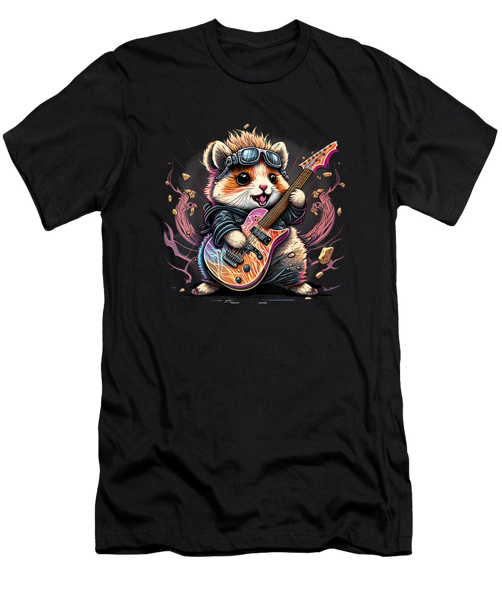 Hamster Playing Electric Guitar Rock Thepassionshop T-Shirt