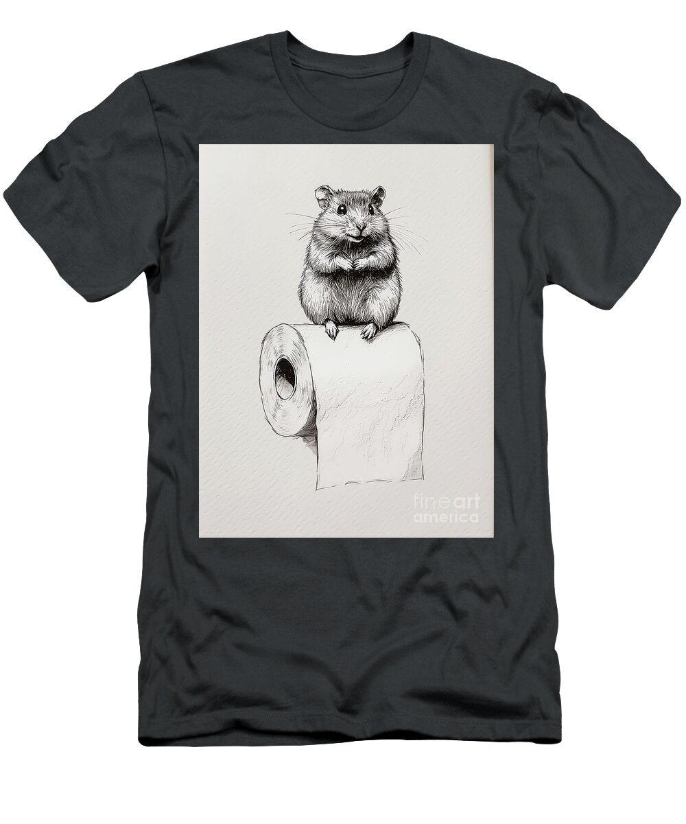 Hamster Poster Animal Bathroom Poster Hamster Gift Hamster Art Bathroom Wall Decor Poster Black and Robert D Price T-Shirt