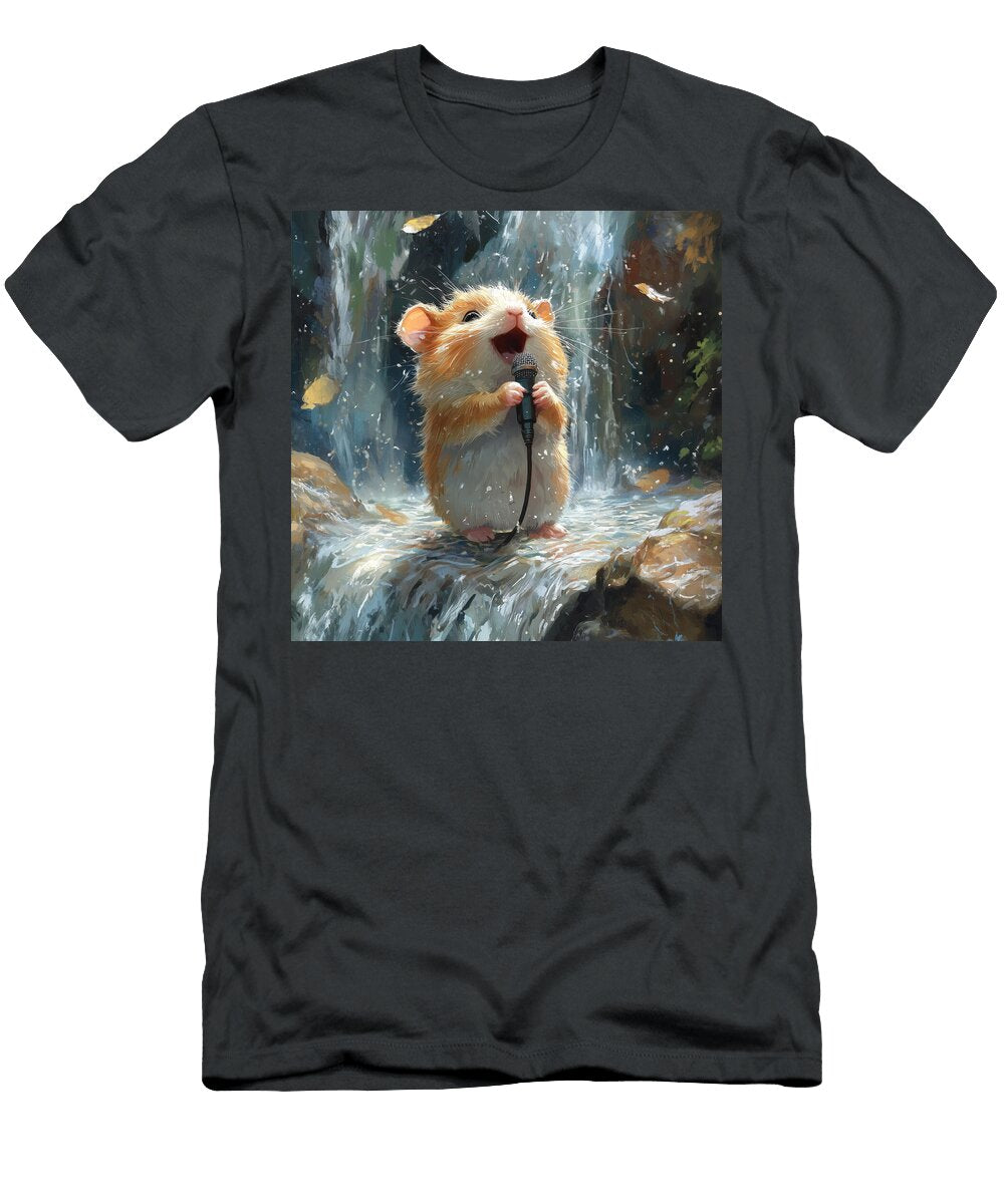 Hamster Singing with Microphone Under Waterfall Kamyu Bastian T-Shirt
