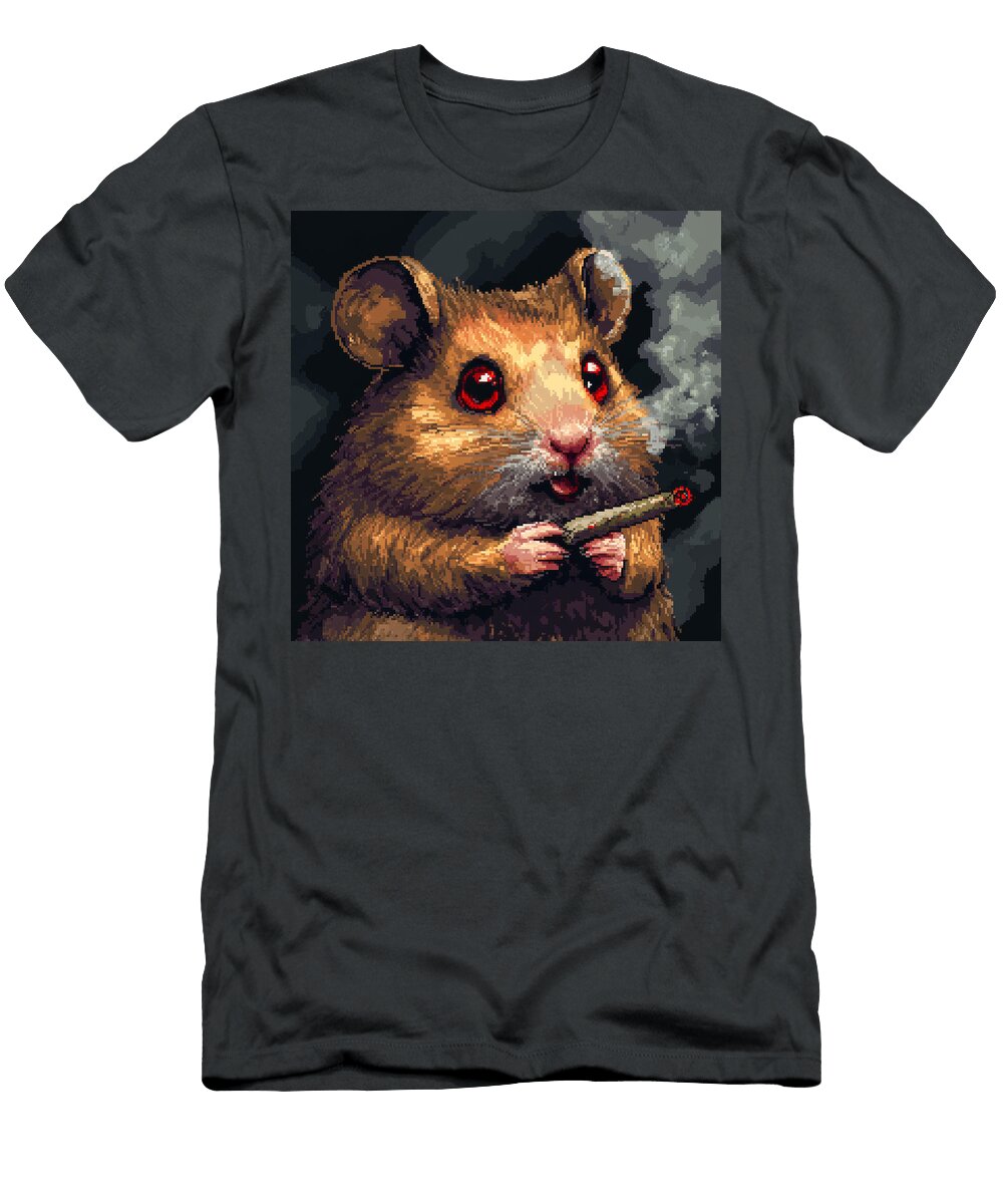 Hamster Smoking a Blunt with Red Eyes Rexo Adalla T-Shirt