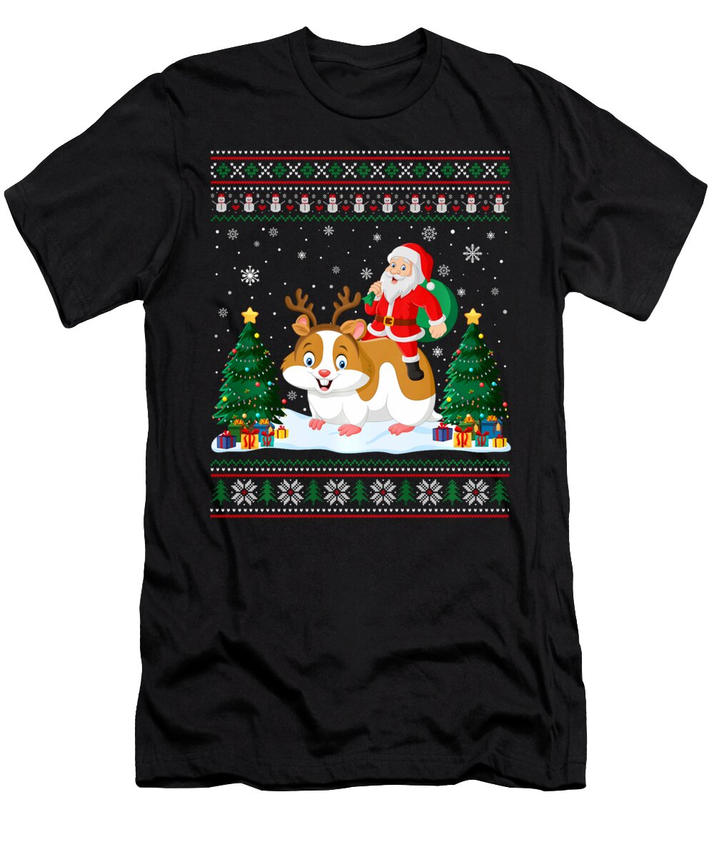 Hamster Ugly Christmas Sweater Santa Claus Riding Thepassionshop T-Shirt