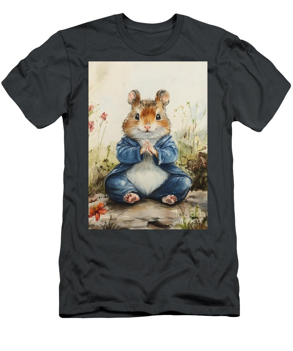 Hamster Watercolor Squirrel Meditating Clint Mclaughlin T-Shirt