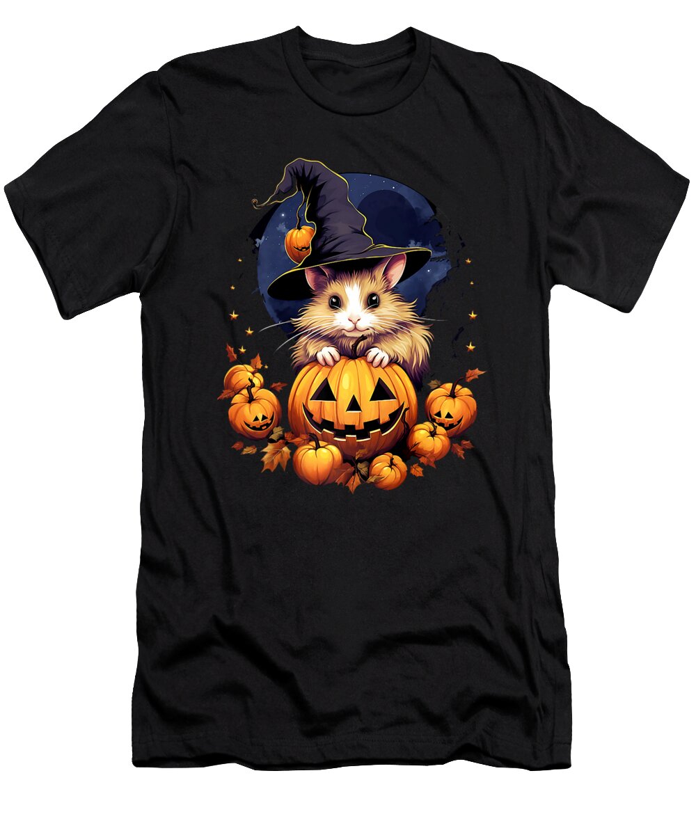 Hamster Witch Hat Pumpkins Halloween Costume Thepassionshop T-Shirt