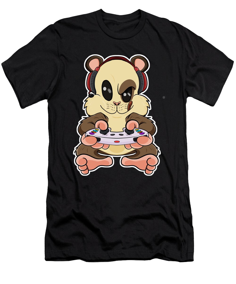 Hamster with Gaming Controller I Funny Gaming I Gamer Maximus Designs T-Shirt