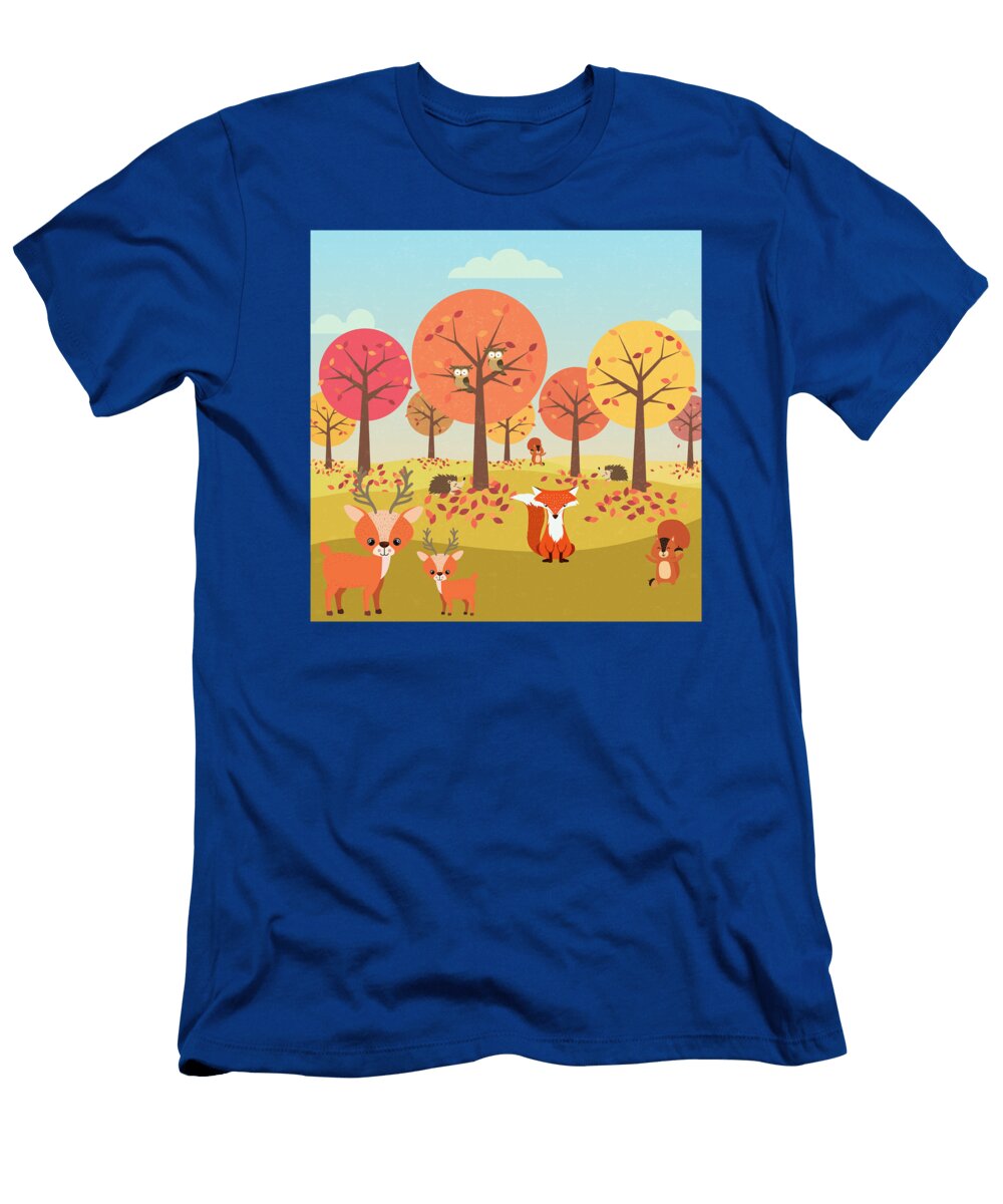 Happy Autumn Animals in the Forest Tenshirt T-Shirt